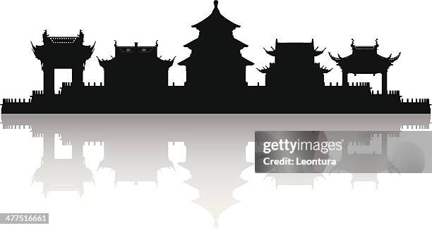 stockillustraties, clipart, cartoons en iconen met beijing (each building is moveable and complete) - chinese temple