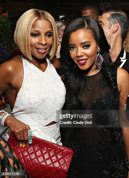 Singer Mary J. Blige and designer Angela Simmons attend the Casa Reale Fine Jewelry Launch at The Box on June 17, 2015 in New York City.