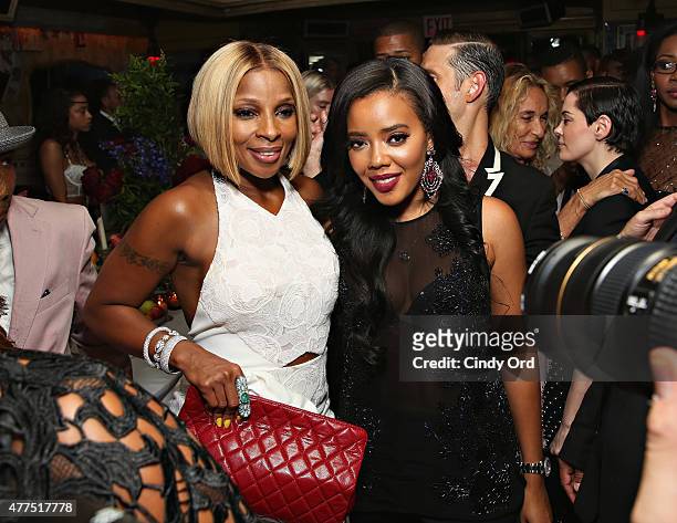 Singer Mary J. Blige and designer Angela Simmons attend the Casa Reale Fine Jewelry Launch at The Box on June 17, 2015 in New York City.