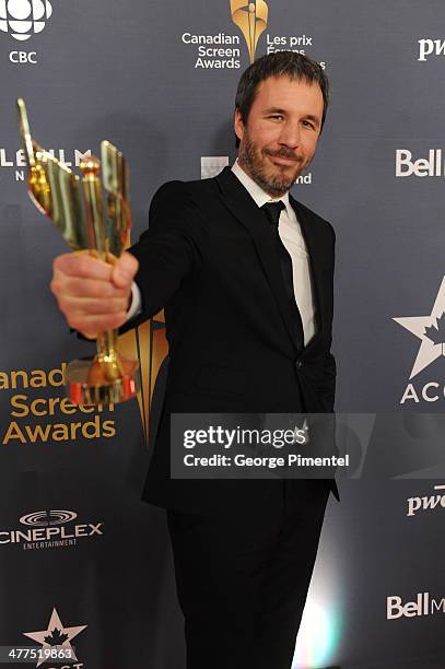 Denis Villeneuve winner the acheivement in Direction award in the press room at the 2014 Canadian Screen Awards at Sony Centre for the Performing...