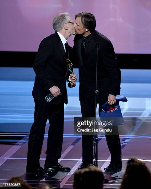Viggo Mortensen presents the Lifetime Acheievement award to David Cronenberg at the 2014 Canadian Screen Awards at Sony Centre for the Performing...