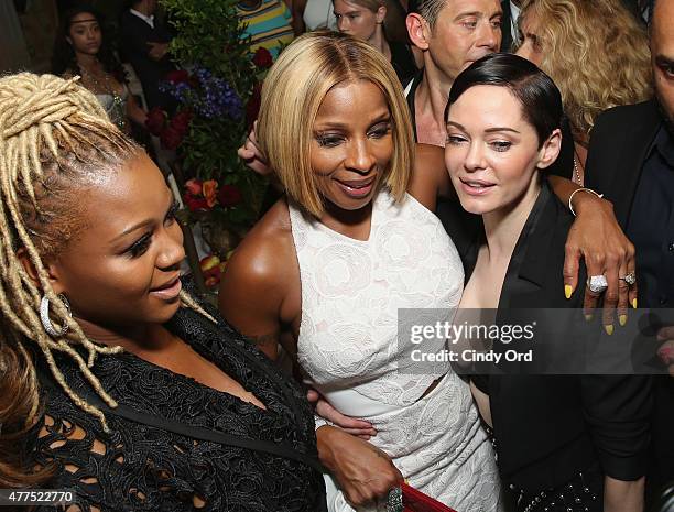 Singer Mary J. Blige and actress Rose McGowan attend the Casa Reale Fine Jewelry Launch at The Box on June 17, 2015 in New York City.