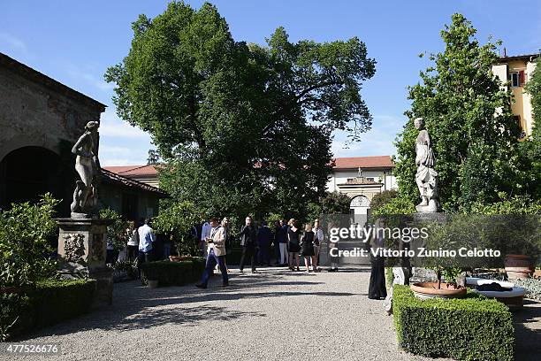 Atmosphere during the Peuterey presentation and cocktail party during 88 Pitti Imamgine Uomo at Palazzo Corsini on June 17, 2015 in Florence, Italy.