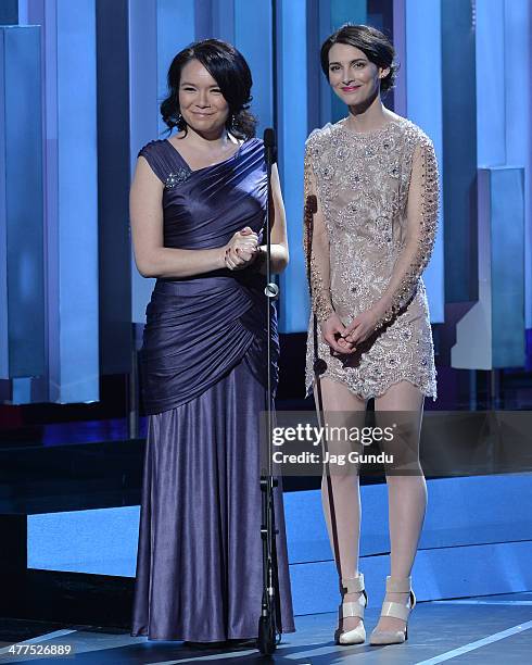 Jennifer Podemski and Liane Balaban present at the 2014 Canadian Screen Awards at Sony Centre for the Performing Arts on March 9, 2014 in Toronto,...