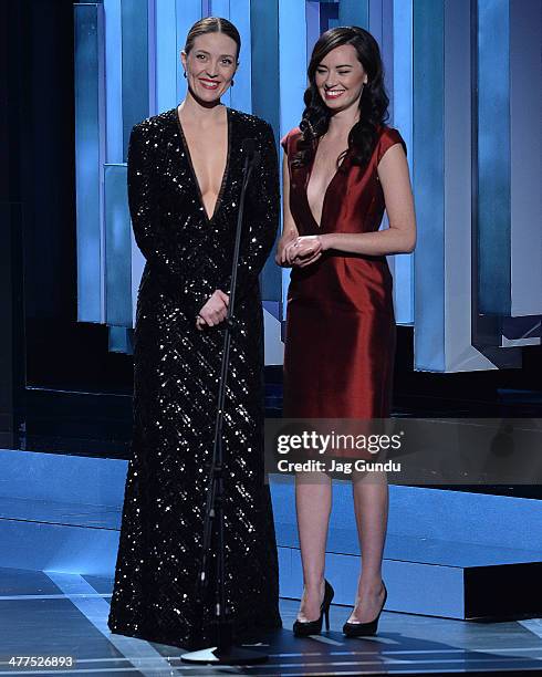 Evelyne Brochu and Cara Gee present at the 2014 Canadian Screen Awards at Sony Centre for the Performing Arts on March 9, 2014 in Toronto, Canada.