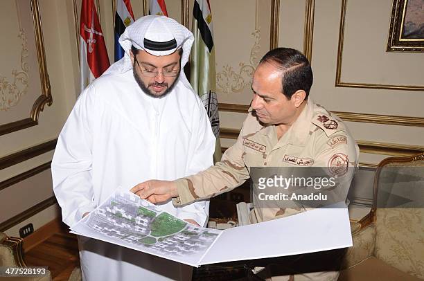 Egypt's army chief Abdel-Fattah al-Sisi meets with the Emirati company chairman Hasan Abdullah Samaik who briefed the army chief about preparations...