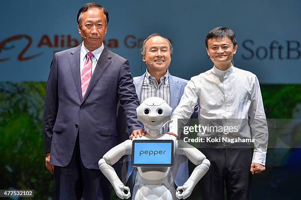 Terry Gou, CEO of Foxconn Technology group and Masayoshi Son, chairman and chief executive officer of SoftBank Corp and Jack Ma, CEO of the Alibaba...