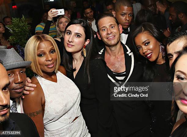 Singer Mary J. Blige, Derek Anderson and Angela Simmons attend the Casa Reale Fine Jewelry Launch at The Box on June 17, 2015 in New York City.