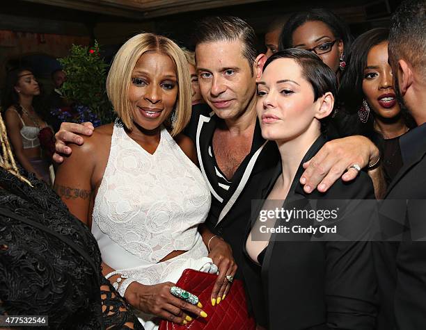 Mary J. Blige, Derek Anderson and Rose McGowan attend the Casa Reale Fine Jewelry Launch at The Box on June 17, 2015 in New York City.