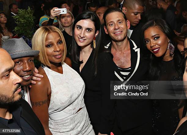 Singer Mary J. Blige, Derek Anderson and Angela Simmons attend the Casa Reale Fine Jewelry Launch at The Box on June 17, 2015 in New York City.