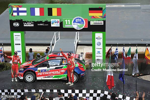 Nicolas Fuchs of Peru and Fernando Mussano of Argentina in the final ramp during Day Three of the WRC Mexico on March 9, 2014 in Leon, Mexico.