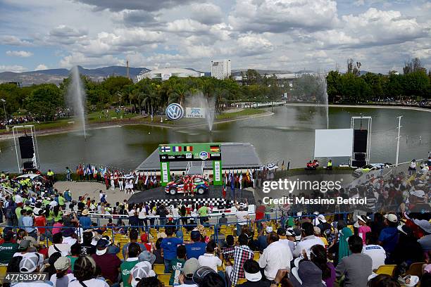 Nicolas Fuchs of Peru and Fernando Mussano of Argentina in the final ramp during Day Three of the WRC Mexico on March 9, 2014 in Leon, Mexico.