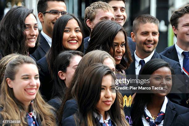 First Lady Michelle Obama arrives at the United States Pavilion at the Milan Expo 2015 on June 18, 2015 in Milan, Italy. After visiting London,...