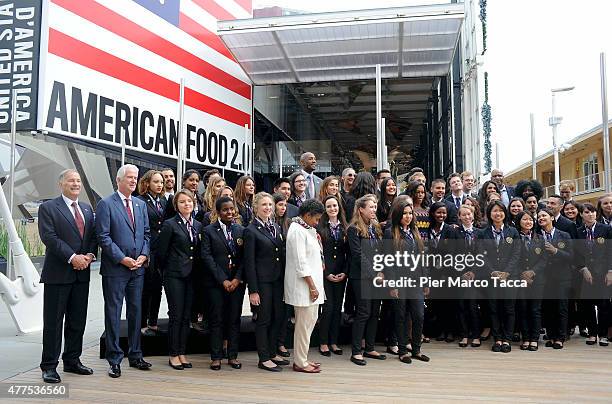 First Lady Michelle Obama arrives at the United States Pavilion at the Milan Expo 2015 on June 18, 2015 in Milan, Italy. After visiting London,...