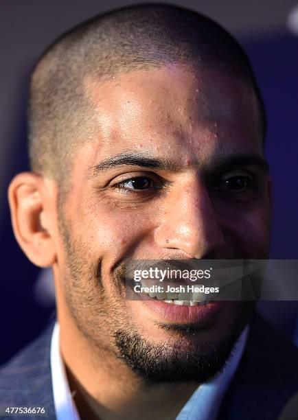 Noad Lahat of Isreal interacts with media during the UFC Berlin Ultimate Media Day at the O2 World on June 18, 2015 in Berlin, Germany.