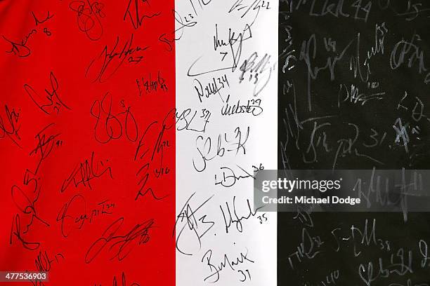 Signed Saints jumper is seen during a St Kilda Saints AFL Fan Day at Frankston Foreshore on March 10, 2014 in Melbourne, Australia.