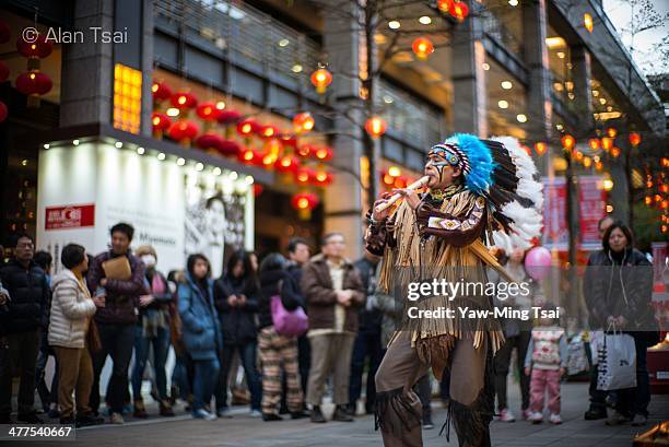 Street Performer @ Xinyi Dist. TAIPEI Another evening trip in Xinyi District, ran into the street performance by the Bolivian Aymara Indian descent...