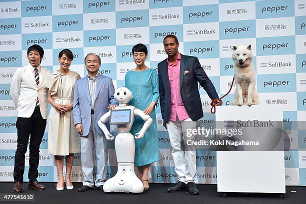 Comedian Koji Imada and Anouncer Kyoko Uchida and Chairman and chief executive officer of SoftBank Corp Masayoshi Son and Actress Kanako Higuchi and...