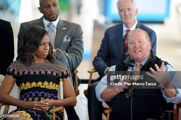 First Lady Michelle Obama attends a question time with 60 American college students at United States Pavilion at the Milan Expo 2015 on June 18, 2015...