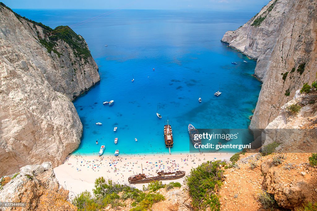 Shipwreck in the famous Navagio Bay, Zakynthos island, Greece