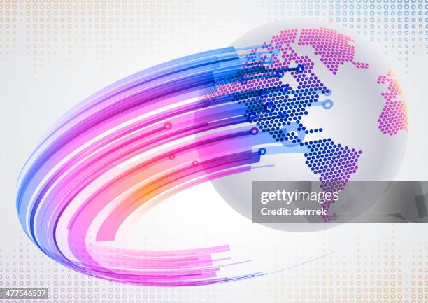 global communications - dotted world map stock illustrations