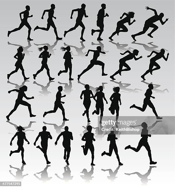 ilustraciones, imágenes clip art, dibujos animados e iconos de stock de motos acuáticas, trotar, sprinters macho y hembra - superestrella deportista