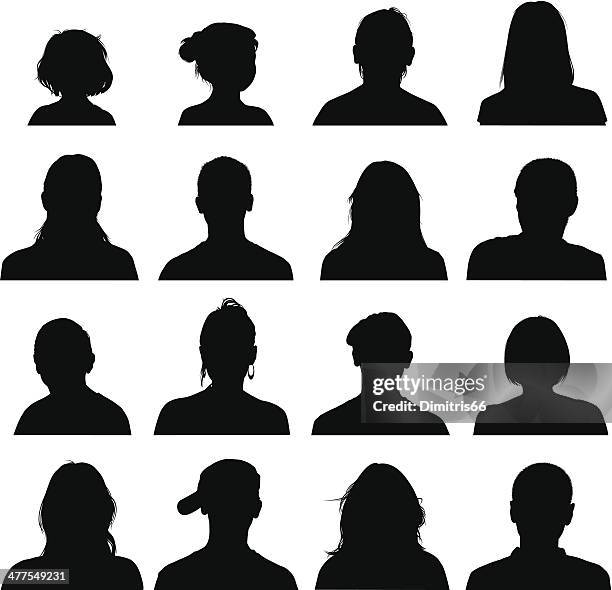 ilustrações de stock, clip art, desenhos animados e ícones de coleção de silhuetas de cabeça e ombros - sexo feminino