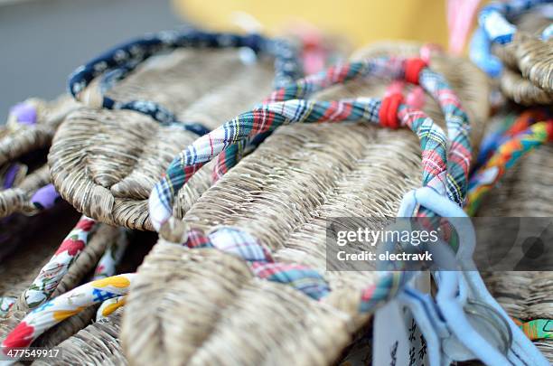 straw sandals - waraji stock pictures, royalty-free photos & images