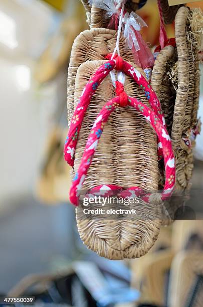 straw sandals - waraji stock pictures, royalty-free photos & images