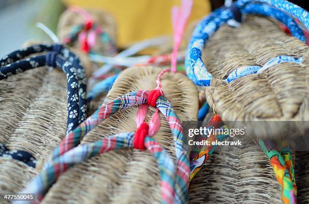 straw sandals - waraji stock pictures, royalty-free photos & images