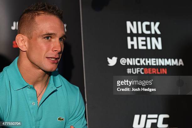 Nick Hein of Germany interacts with media during the UFC Berlin Ultimate Media Day at the O2 World on June 18, 2015 in Berlin, Germany.