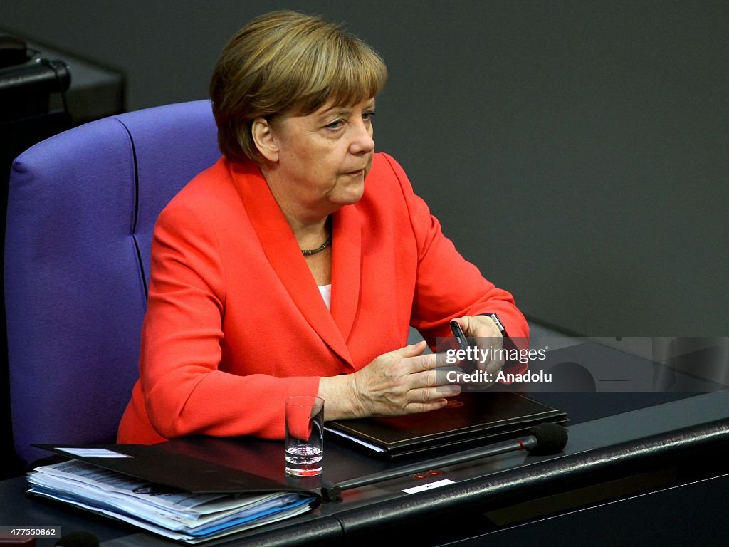 Chancellor Angela Merkel Delivers European Policy Speech at Bundestag