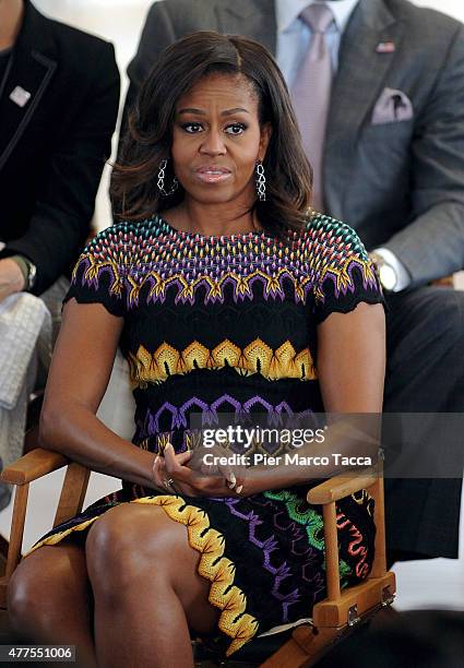 First Lady Michelle Obama attends a question time with 60 American college students at United States Pavilion at the Milan Expo 2015 on June 18, 2015...