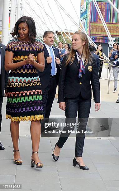 First Lady Michelle Obama arrives at the United States Pavilion at the Milan Expo 2015 on June 18, 2015 in Milan, Italy. After visiting London,...