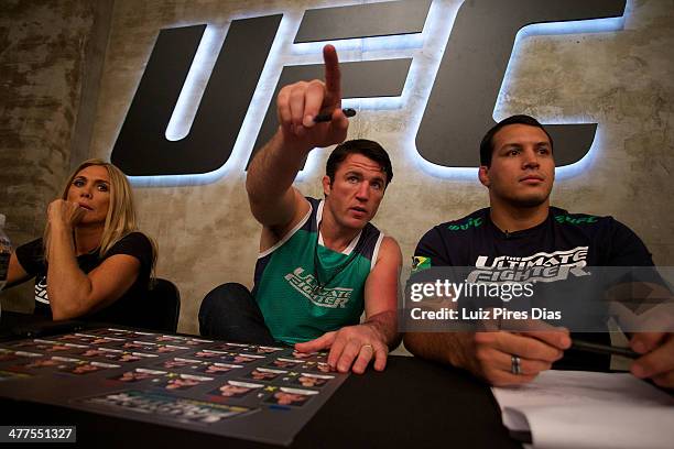 Chael Sonnen observes the fight between Guilherme Viana and Antonio Carlos Jr during their elimination fight for season three of The Ultimate Fighter...