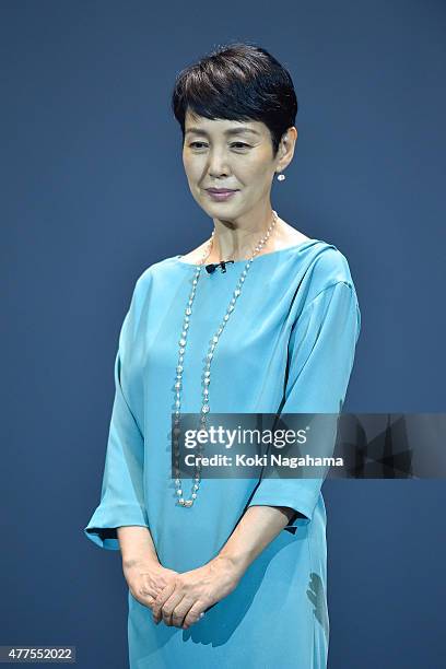 Actress Kanako Higuchi atends the news conference on June 18, 2015 in Chiba, Japan. Softbank Corp. Announced that its humanoid product, Pepper,...