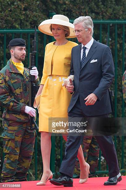 King Philippe and Queen Mathilde of Belgium arrive to attend the official Belgian federal government ceremony to commemorate the bicentenary of the...