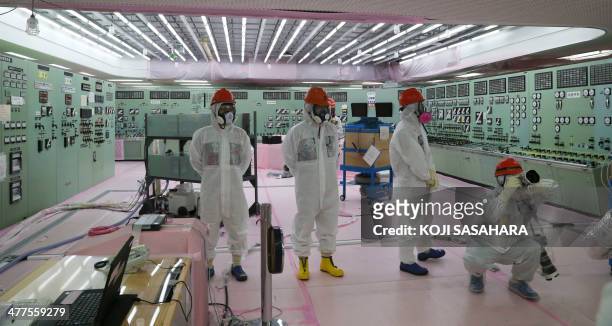 The central operating control room of the No. 1 and No. 2 reactors is opened to the media by Tokyo Electric Power Co. At the crippled Fukushima...