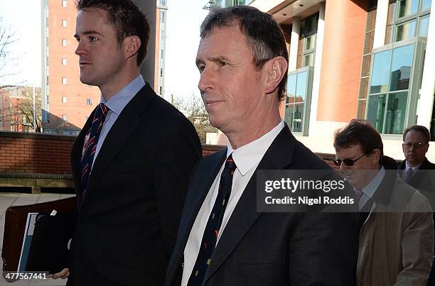 Nigel Evans MP for Ribble Valley arrives at Preston Crown Court for the first day of his trial for sexual offences on March 10, 2014 in Preston,...