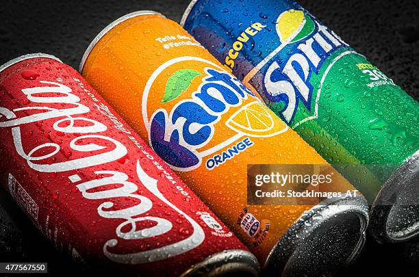 ice cold beverages - fanta stock pictures, royalty-free photos & images