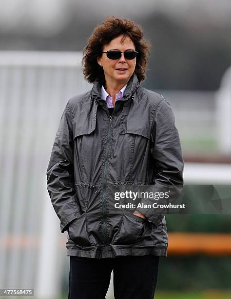 Jackie Mullins wife of Trainer Willie at Cheltenham racecourse on March 10 2014 in Cheltenham, England.
