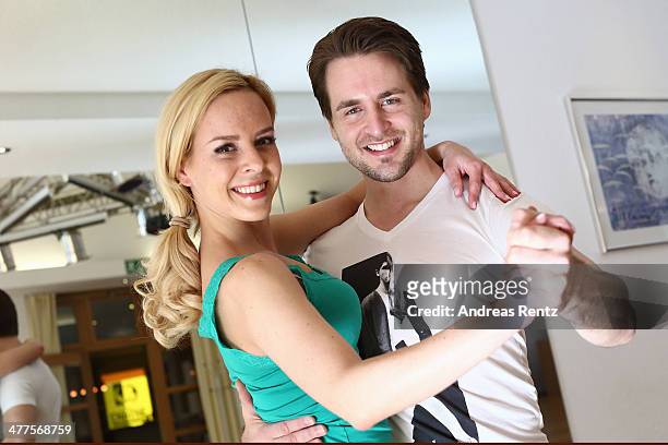 Alexander Klaws and Isabel Edvardsson pose at a photo call for the television competition 'Let's Dance' on March 10, 2014 in Muenster, Germany. On...