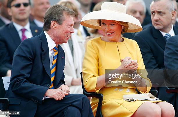 Grand Duke Henri of Luxembourg and Queen Mathilde of Belgium attend the Belgian federal government ceremony to commemorate the bicentenary of the...