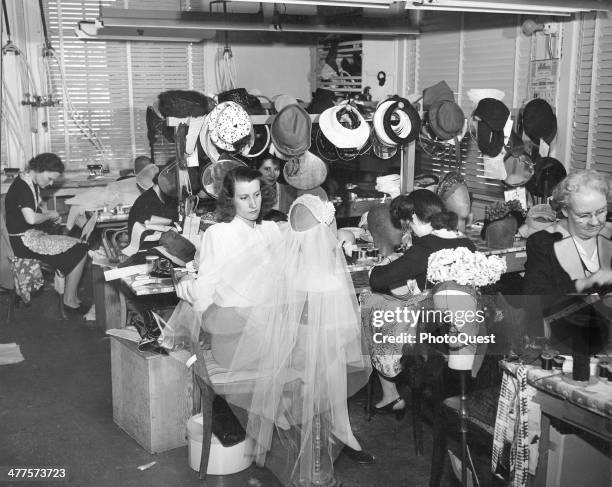 Milliners create hats and wedding veils for the Neiman-Marcus department store, Dallas, Texas, 1946.