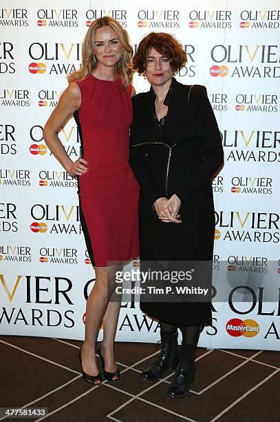 Anna-Louise Plowman and Anna Chancellor attend as The Laurence Olivier Awards nominees are announced at Rosewood London on March 10, 2014 in London,...