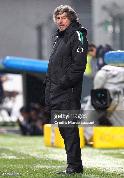 Sassuolo Calcio coach Alberto Malesani looks on during the Serie A match between US Sassuolo Calcio and Parma FC on March 2, 2014 in Sassuolo, Italy.