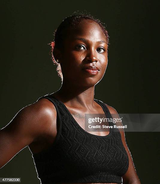 Portrait of Crystal Emmanuel. The Canadian Sprint group attends a training camp at Kim Collins Athletics Stadium in Basseterre in St. Kitts.