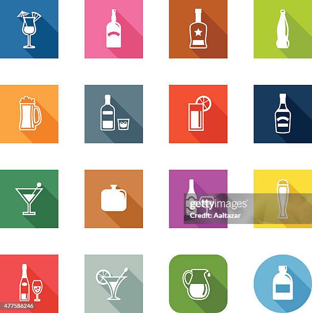 flat icons - alcohol - tequila bottle vector stock illustrations