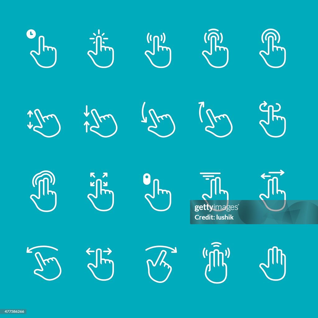 Touch screen gesture related vector icons