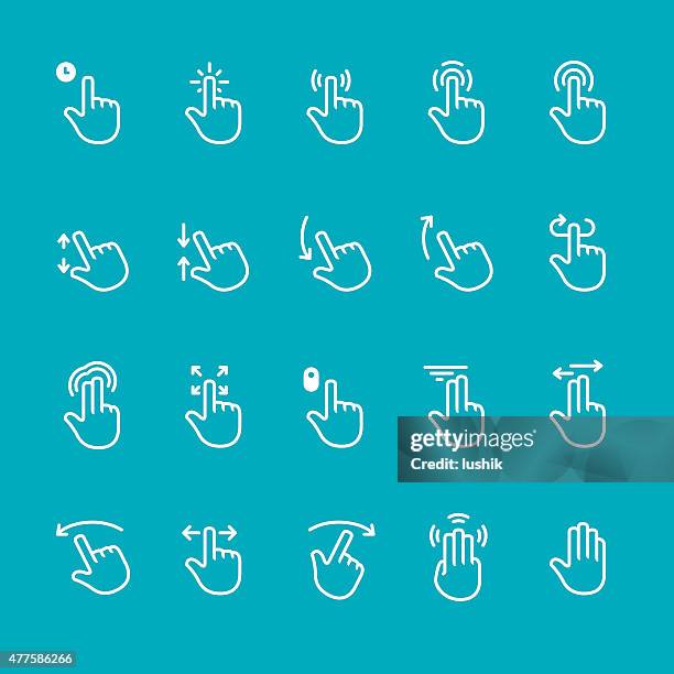 touch screen gesture related vector icons - smart card stock illustrations